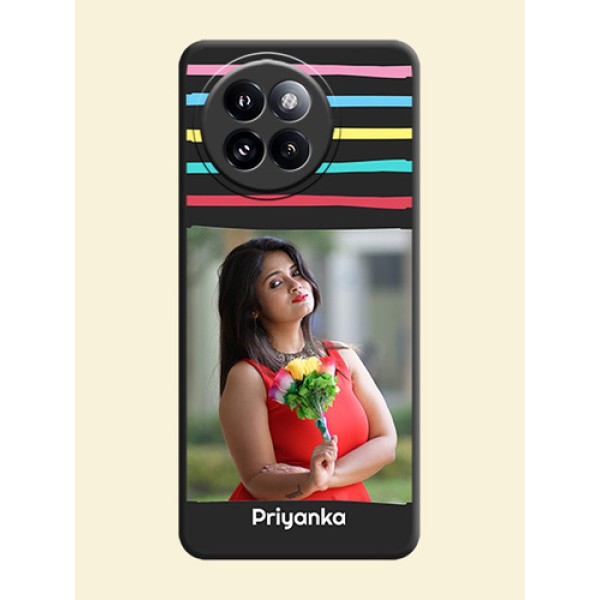 Multicolor Lines with Image On Space Black Custom Soft Matte Mobile Back Cover - Xiaomi 14 Civi Multicolor Lines with Image On Space Black Custom Soft Matte Mobile Back Cover - Xiaomi 14 Civi