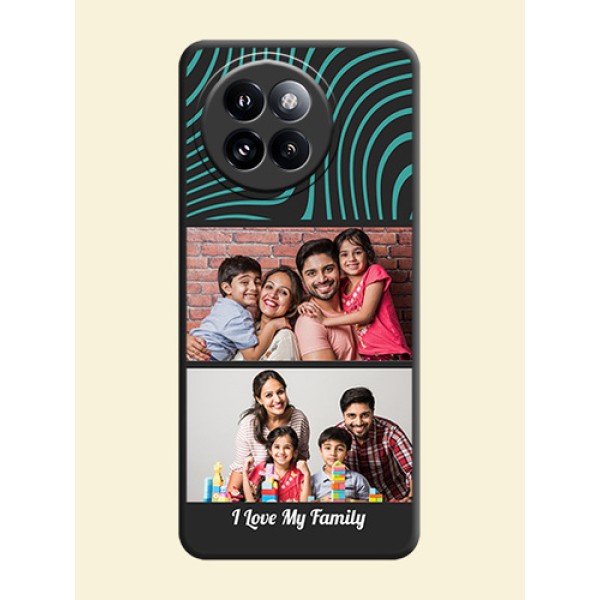 Wave Pattern with 2 Image Holder On Space Black Custom Soft Matte Mobile Back Cover - Xiaomi 14 Civi Wave Pattern with 2 Image Holder On Space Black Custom Soft Matte Mobile Back Cover - Xiaomi 14 Civi