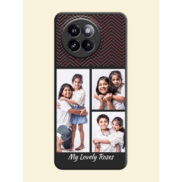 Wave Pattern with 3 Image Holder On Space Black Custom Soft Matte Mobile Back Cover - Xiaomi 14 Civi Wave Pattern with 3 Image Holder On Space Black Custom Soft Matte Mobile Back Cover - Xiaomi 14 Civi