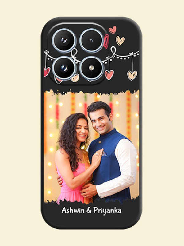 Pink Love Hangings with Name On Space Black Custom Soft Matte Mobile Back Cover - Xiaomi 17 5G
