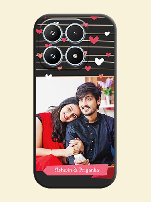 Love Pattern with Name on Pink Ribbon on Photo On Space Black Custom Soft Matte Mobile Back Cover - Xiaomi 17 5G