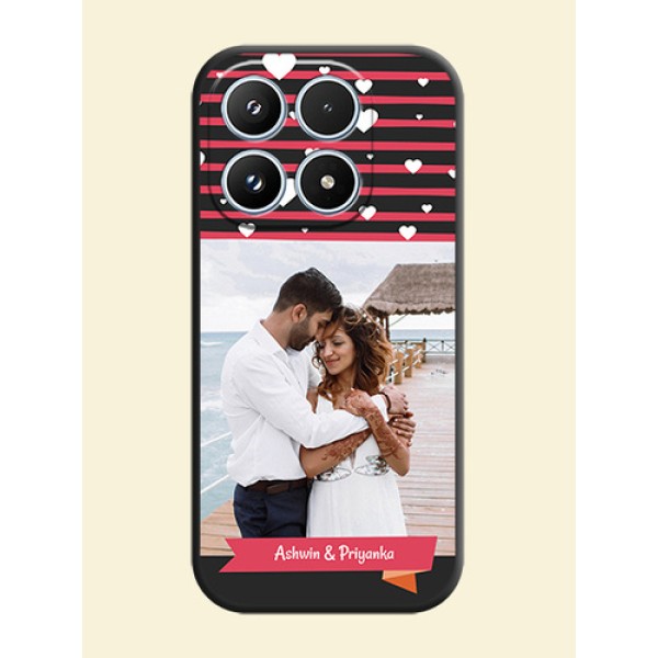 White Color Love Symbols with Pink Lines Pattern On Space Black Custom Soft Matte Mobile Back Cover - Xiaomi 17 5G