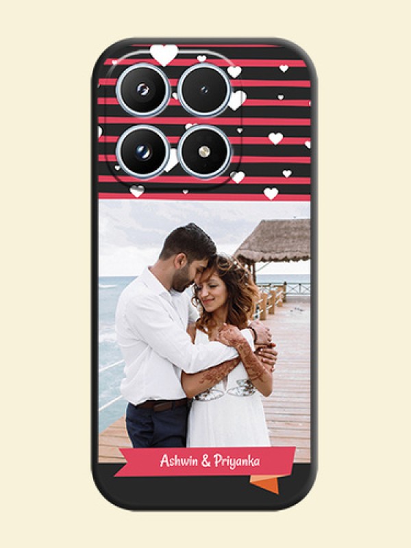 White Color Love Symbols with Pink Lines Pattern On Space Black Custom Soft Matte Mobile Back Cover - Xiaomi 17 5G