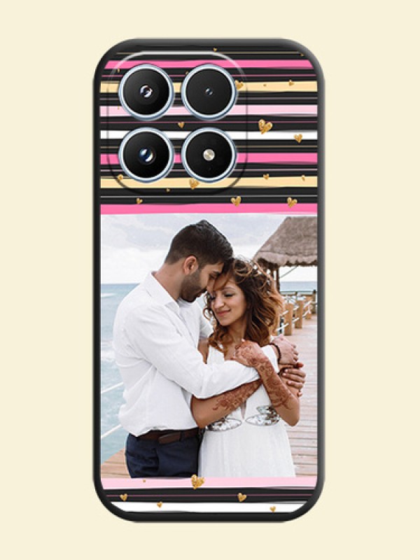 Multicolor Lines and Golden Love Symbols Design on Photo On Space Black Custom Soft Matte Mobile Back Cover - Xiaomi 17 5G