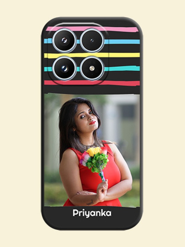 Multicolor Lines with Image On Space Black Custom Soft Matte Mobile Back Cover - Xiaomi 17 5G