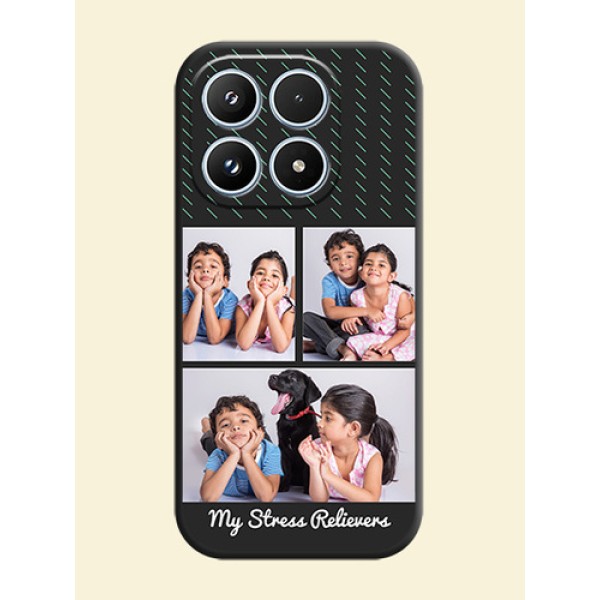 Cross Dotted Pattern with 2 Image Holder On Space Black Custom Soft Matte Mobile Back Cover - Xiaomi 17 5G Cross Dotted Pattern with 2 Image Holder On Space Black Custom Soft Matte Mobile Back Cover - Xiaomi 17 5G