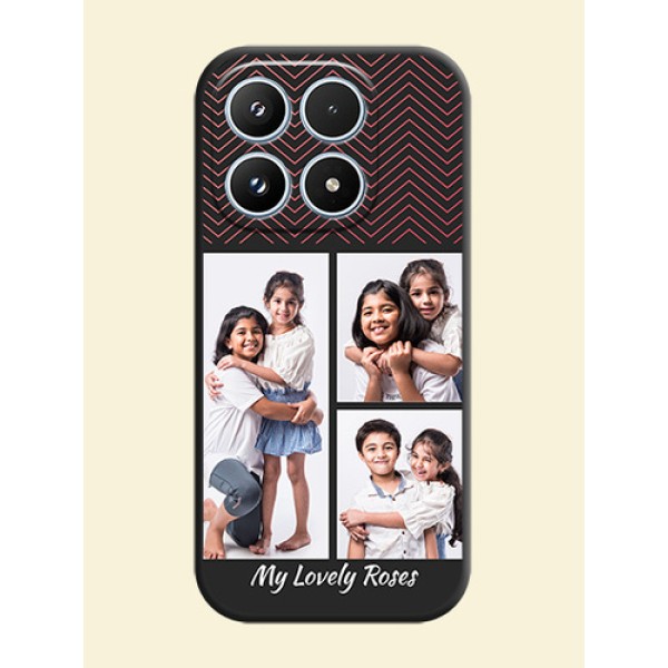 Wave Pattern with 3 Image Holder On Space Black Custom Soft Matte Mobile Back Cover - Xiaomi 17 5G Wave Pattern with 3 Image Holder On Space Black Custom Soft Matte Mobile Back Cover - Xiaomi 17 5G