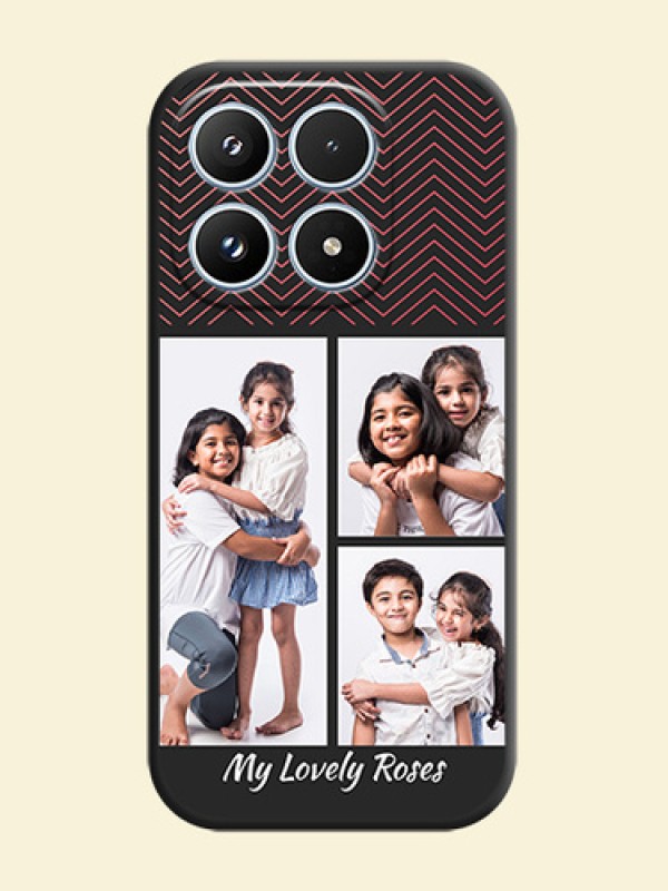 Wave Pattern with 3 Image Holder On Space Black Custom Soft Matte Mobile Back Cover - Xiaomi 17 5G