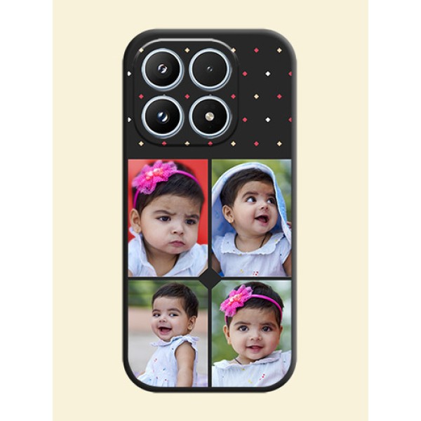 Multicolor Dotted Pattern with 4 Image Holder On Space Black Custom Soft Matte Mobile Back Cover - Xiaomi 17 5G Multicolor Dotted Pattern with 4 Image Holder On Space Black Custom Soft Matte Mobile Back Cover - Xiaomi 17 5G