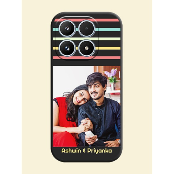 Color Stripes with Photo and Text on Photo On Space Black Custom Soft Matte Mobile Back Cover - Xiaomi 17 5G Color Stripes with Photo and Text on Photo On Space Black Custom Soft Matte Mobile Back Cover - Xiaomi 17 5G