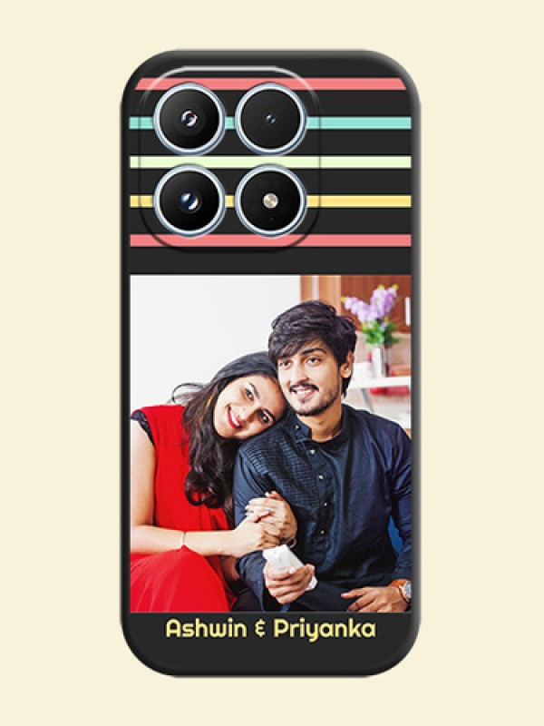 Color Stripes with Photo and Text on Photo On Space Black Custom Soft Matte Mobile Back Cover - Xiaomi 17 5G