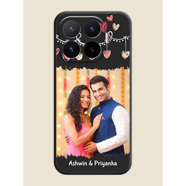 Pink Love Hangings with Name On Space Black Custom Soft Matte Mobile Back Cover - Xiaomi 17T 5G Pink Love Hangings with Name On Space Black Custom Soft Matte Mobile Back Cover - Xiaomi 17T 5G