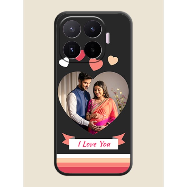 Love Shaped Photo with Colorful Stripes On Space Black Custom Soft Matte Mobile Back Cover - Xiaomi 17T 5G