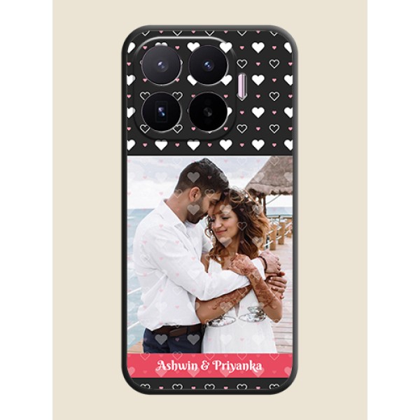 White Color Love Symbols with Text Design on Photo On Space Black Custom Soft Matte Mobile Back Cover - Xiaomi 17T 5G