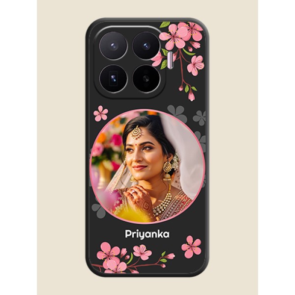 Round Image with Pink Color Floral Design on Photo On Space Black Custom Soft Matte Mobile Back Cover - Xiaomi 17T 5G Round Image with Pink Color Floral Design on Photo On Space Black Custom Soft Matte Mobile Back Cover - Xiaomi 17T 5G