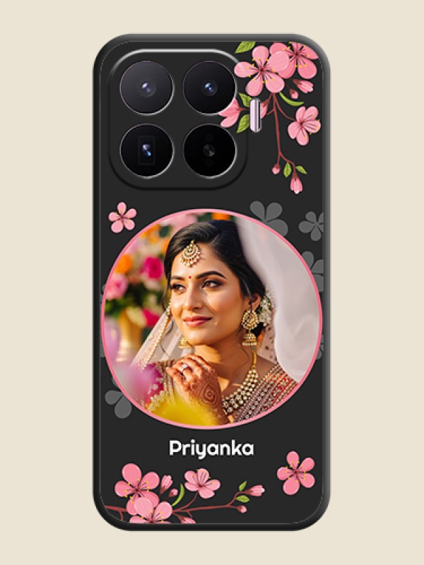 Round Image with Pink Color Floral Design on Photo On Space Black Custom Soft Matte Mobile Back Cover - Xiaomi 17T 5G