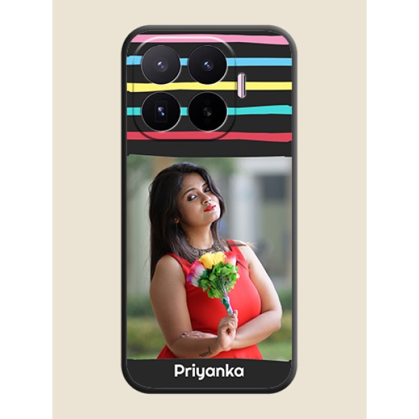Multicolor Lines with Image On Space Black Custom Soft Matte Mobile Back Cover - Xiaomi 17T 5G