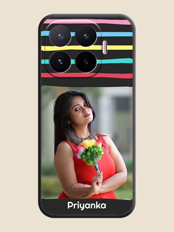 Multicolor Lines with Image On Space Black Custom Soft Matte Mobile Back Cover - Xiaomi 17T 5G