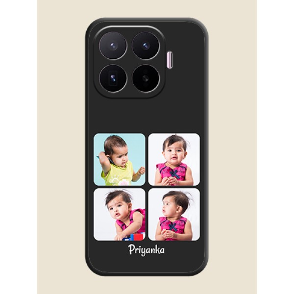 Floral Art with 6 Image Holder on Photo On Space Black Custom Soft Matte Mobile Back Cover - Xiaomi 17T 5G Floral Art with 6 Image Holder on Photo On Space Black Custom Soft Matte Mobile Back Cover - Xiaomi 17T 5G