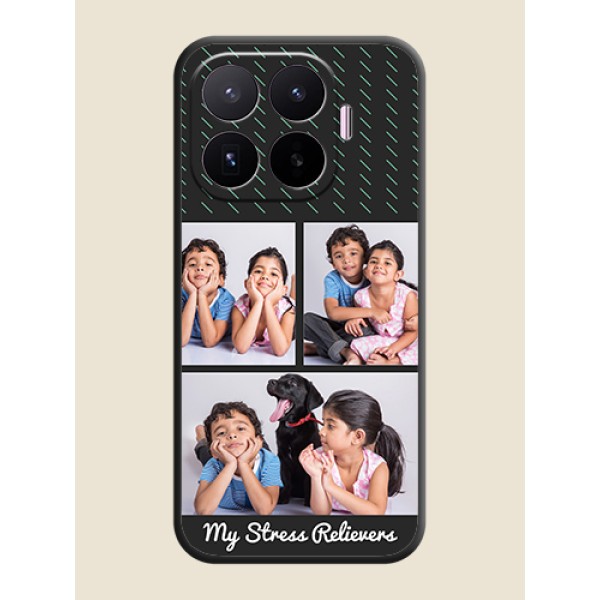 Cross Dotted Pattern with 2 Image Holder On Space Black Custom Soft Matte Mobile Back Cover - Xiaomi 17T 5G Cross Dotted Pattern with 2 Image Holder On Space Black Custom Soft Matte Mobile Back Cover - Xiaomi 17T 5G