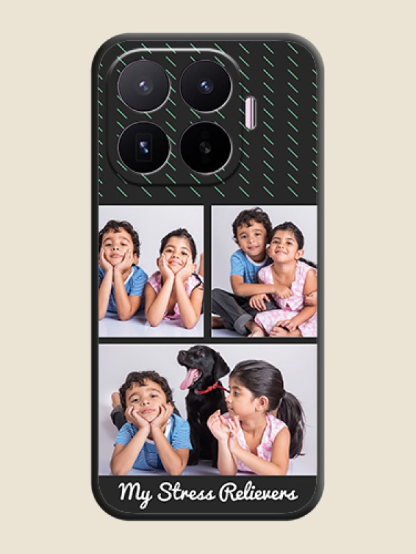Cross Dotted Pattern with 2 Image Holder On Space Black Custom Soft Matte Mobile Back Cover - Xiaomi 17T 5G