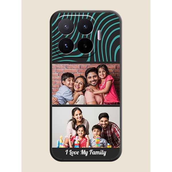 Wave Pattern with 2 Image Holder On Space Black Custom Soft Matte Mobile Back Cover - Xiaomi 17T 5G