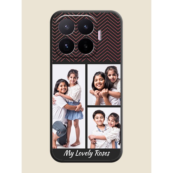 Wave Pattern with 3 Image Holder On Space Black Custom Soft Matte Mobile Back Cover - Xiaomi 17T 5G Wave Pattern with 3 Image Holder On Space Black Custom Soft Matte Mobile Back Cover - Xiaomi 17T 5G