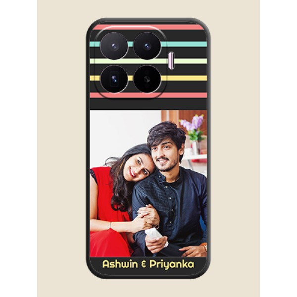 Color Stripes with Photo and Text on Photo On Space Black Custom Soft Matte Mobile Back Cover - Xiaomi 17T 5G Color Stripes with Photo and Text on Photo On Space Black Custom Soft Matte Mobile Back Cover - Xiaomi 17T 5G