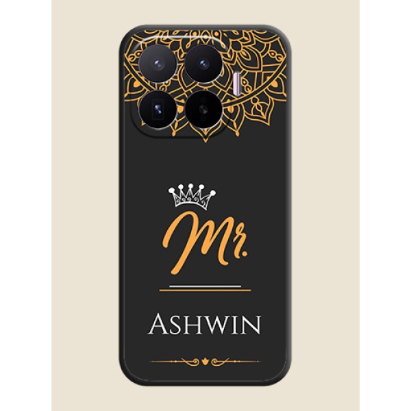 Mr Name with Floral Design On Space Black Custom Soft Matte Mobile Back Cover - Xiaomi 17T 5G Mr Name with Floral Design On Space Black Custom Soft Matte Mobile Back Cover - Xiaomi 17T 5G