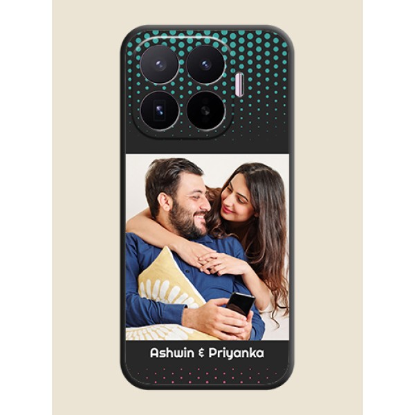 Faded Dots with Grunge Photo Frame and Text On Space Black Custom Soft Matte Mobile Back Cover - Xiaomi 17T 5G Faded Dots with Grunge Photo Frame and Text On Space Black Custom Soft Matte Mobile Back Cover - Xiaomi 17T 5G