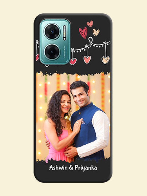 Pink Love Hangings with Name on Space Black Custom Soft Matte Phone Cases - Xiaomi Redmi 11 Prime 5G