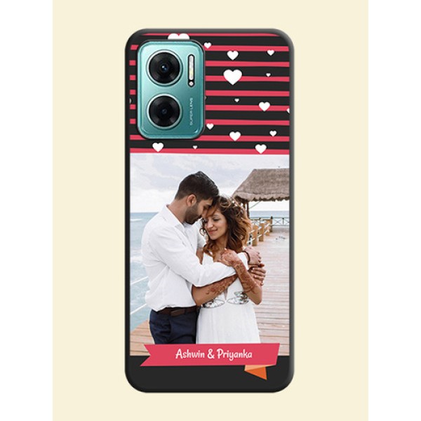 White Color Love Symbols with Pink Lines Pattern on Space Black Custom Soft Matte Phone Cases - Xiaomi Redmi 11 Prime 5G White Color Love Symbols with Pink Lines Pattern on Space Black Custom Soft Matte Phone Cases - Xiaomi Redmi 11 Prime 5G
