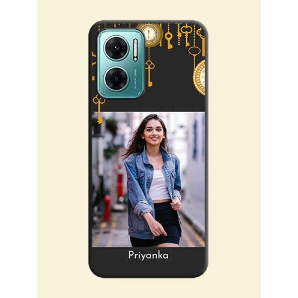 Decorative Design with Text on Space Black Custom Soft Matte Back Cover - Xiaomi Redmi 11 Prime 5G