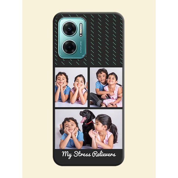 Cross Dotted Pattern with 2 Image Holder on Personalised Space Black Soft Matte Cases - Xiaomi Redmi 11 Prime 5G Cross Dotted Pattern with 2 Image Holder on Personalised Space Black Soft Matte Cases - Xiaomi Redmi 11 Prime 5G