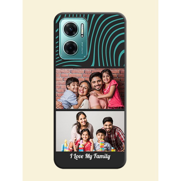 Wave Pattern with 2 Image Holder on Space Black Personalized Soft Matte Phone Covers - Xiaomi Redmi 11 Prime 5G Wave Pattern with 2 Image Holder on Space Black Personalized Soft Matte Phone Covers - Xiaomi Redmi 11 Prime 5G