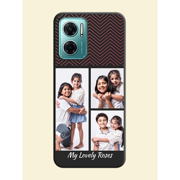 Wave Pattern with 3 Image Holder on Space Black Custom Soft Matte Back Cover - Xiaomi Redmi 11 Prime 5G Wave Pattern with 3 Image Holder on Space Black Custom Soft Matte Back Cover - Xiaomi Redmi 11 Prime 5G
