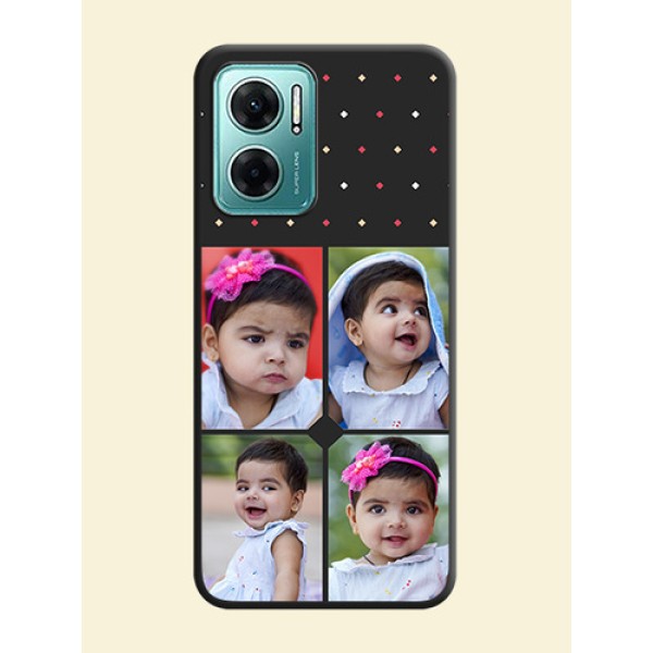 Multicolor Dotted Pattern with 4 Image Holder on Space Black Custom Soft Matte Phone Cases - Xiaomi Redmi 11 Prime 5G Multicolor Dotted Pattern with 4 Image Holder on Space Black Custom Soft Matte Phone Cases - Xiaomi Redmi 11 Prime 5G