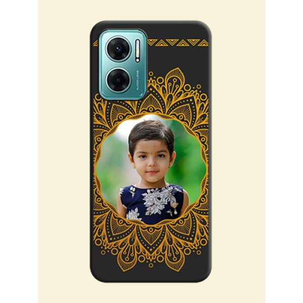 Round Image with Floral Design on Photo on Space Black Soft Matte Mobile Cover - Xiaomi Redmi 11 Prime 5G Round Image with Floral Design on Photo on Space Black Soft Matte Mobile Cover - Xiaomi Redmi 11 Prime 5G