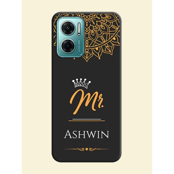 Mr Name with Floral Design  on Personalised Space Black Soft Matte Cases - Xiaomi Redmi 11 Prime 5G