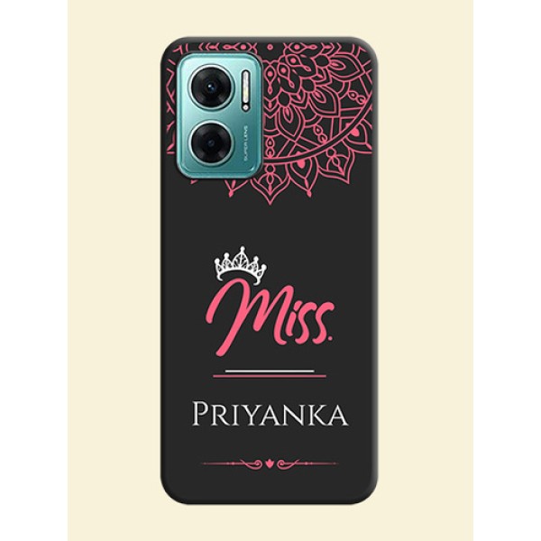 Mrs Name with Floral Design on Space Black Personalized Soft Matte Phone Covers - Xiaomi Redmi 11 Prime 5G Mrs Name with Floral Design on Space Black Personalized Soft Matte Phone Covers - Xiaomi Redmi 11 Prime 5G