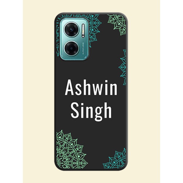 Your Name with Floral Design on Space Black Custom Soft Matte Back Cover - Xiaomi Redmi 11 Prime 5G Your Name with Floral Design on Space Black Custom Soft Matte Back Cover - Xiaomi Redmi 11 Prime 5G