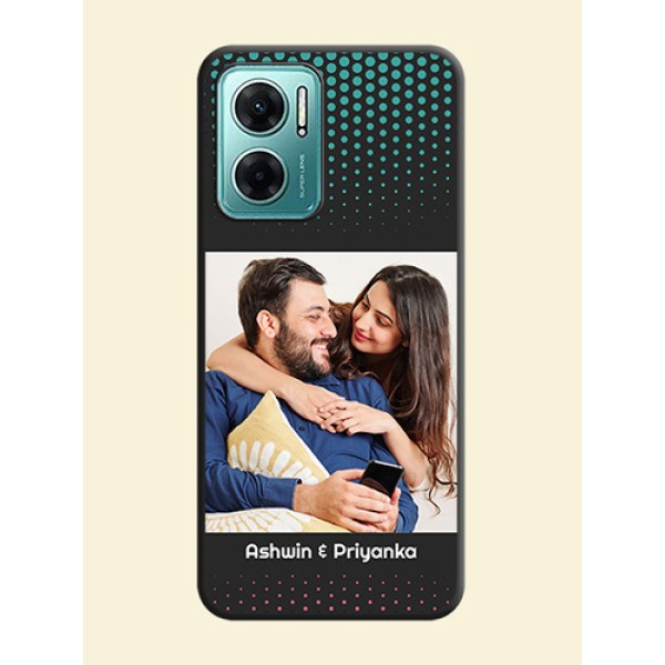 Faded Dots with Grunge Photo Frame and Text on Space Black Custom Soft Matte Phone Cases - Xiaomi Redmi 11 Prime 5G