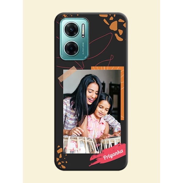Orange Photo Frame on Space Black Custom Soft Matte Phone Back Cover - Xiaomi Redmi 11 Prime 5G Orange Photo Frame on Space Black Custom Soft Matte Phone Back Cover - Xiaomi Redmi 11 Prime 5G