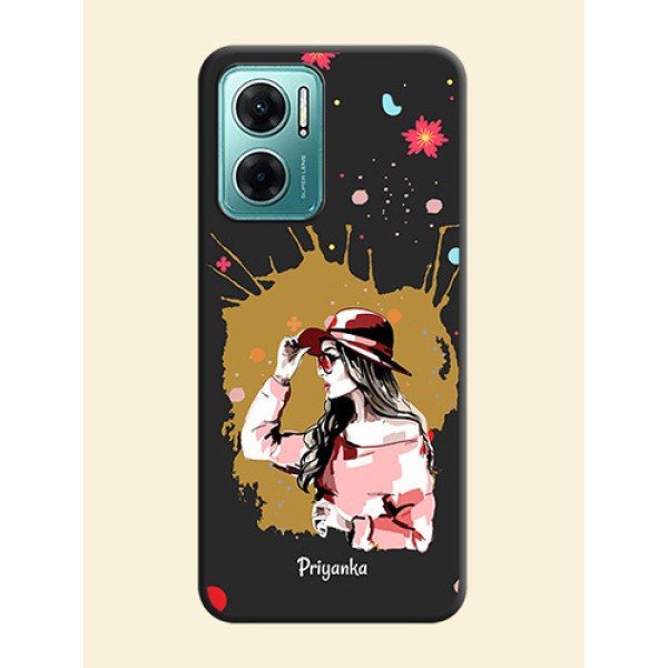 Mordern Lady With Color Splash Background With Custom Text On Space Black Personalized Soft Matte Phone Covers -Xiaomi Redmi 11 Prime 5G