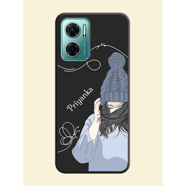 Girl With Blue Winter Outfiit Custom Text Design On Space Black Personalized Soft Matte Phone Covers -Xiaomi Redmi 11 Prime 5G Girl With Blue Winter Outfiit Custom Text Design On Space Black Personalized Soft Matte Phone Covers -Xiaomi Redmi 11 Prime 5G