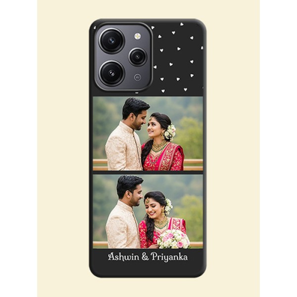 Miniature Love Symbols with Name on Space Black Custom Soft Matte Back Cover - Redmi 12 4G Miniature Love Symbols with Name on Space Black Custom Soft Matte Back Cover - Redmi 12 4G
