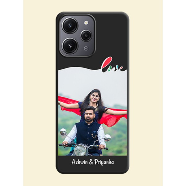 Fall in Love Pattern with Picture - Photo on Space Black Soft Matte Mobile Case - Redmi 12 4G Fall in Love Pattern with Picture - Photo on Space Black Soft Matte Mobile Case - Redmi 12 4G