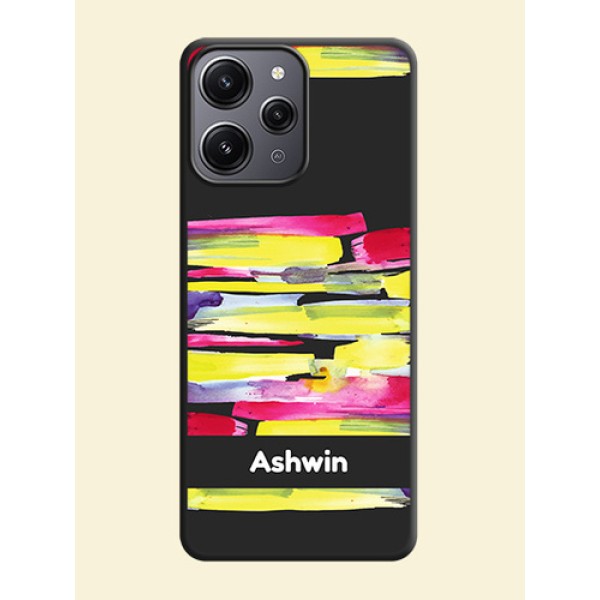 Brush Coloured on Space Black Personalized Soft Matte Phone Covers - Redmi 12 4G Brush Coloured on Space Black Personalized Soft Matte Phone Covers - Redmi 12 4G