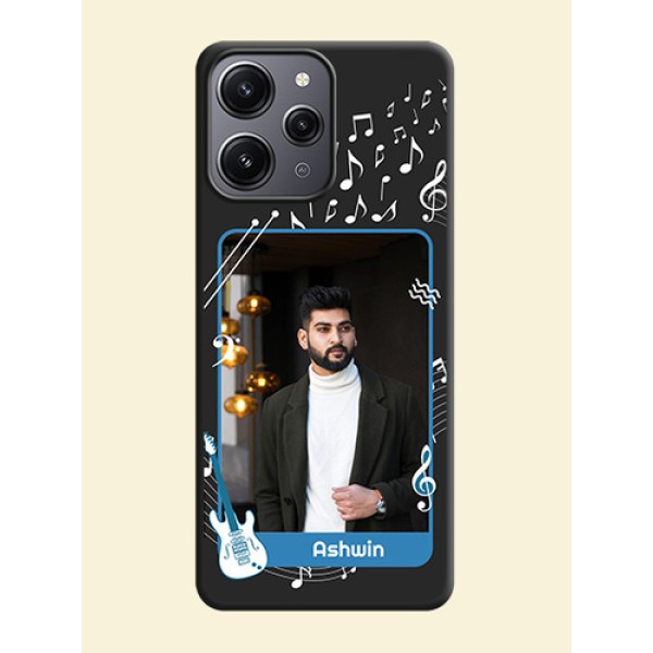 Musical Theme Design with Text - Photo on Space Black Soft Matte Mobile Case - Redmi 12 4G Musical Theme Design with Text - Photo on Space Black Soft Matte Mobile Case - Redmi 12 4G