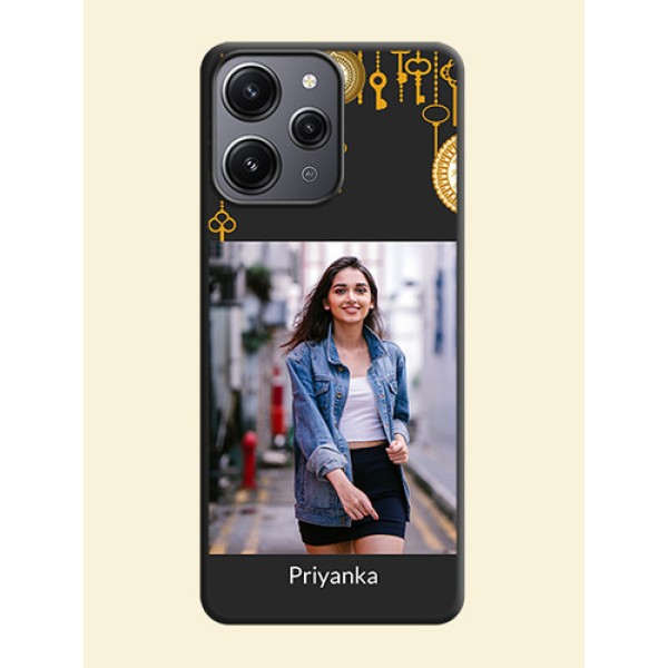 Decorative Design with Text on Space Black Custom Soft Matte Back Cover - Redmi 12 4G Decorative Design with Text on Space Black Custom Soft Matte Back Cover - Redmi 12 4G